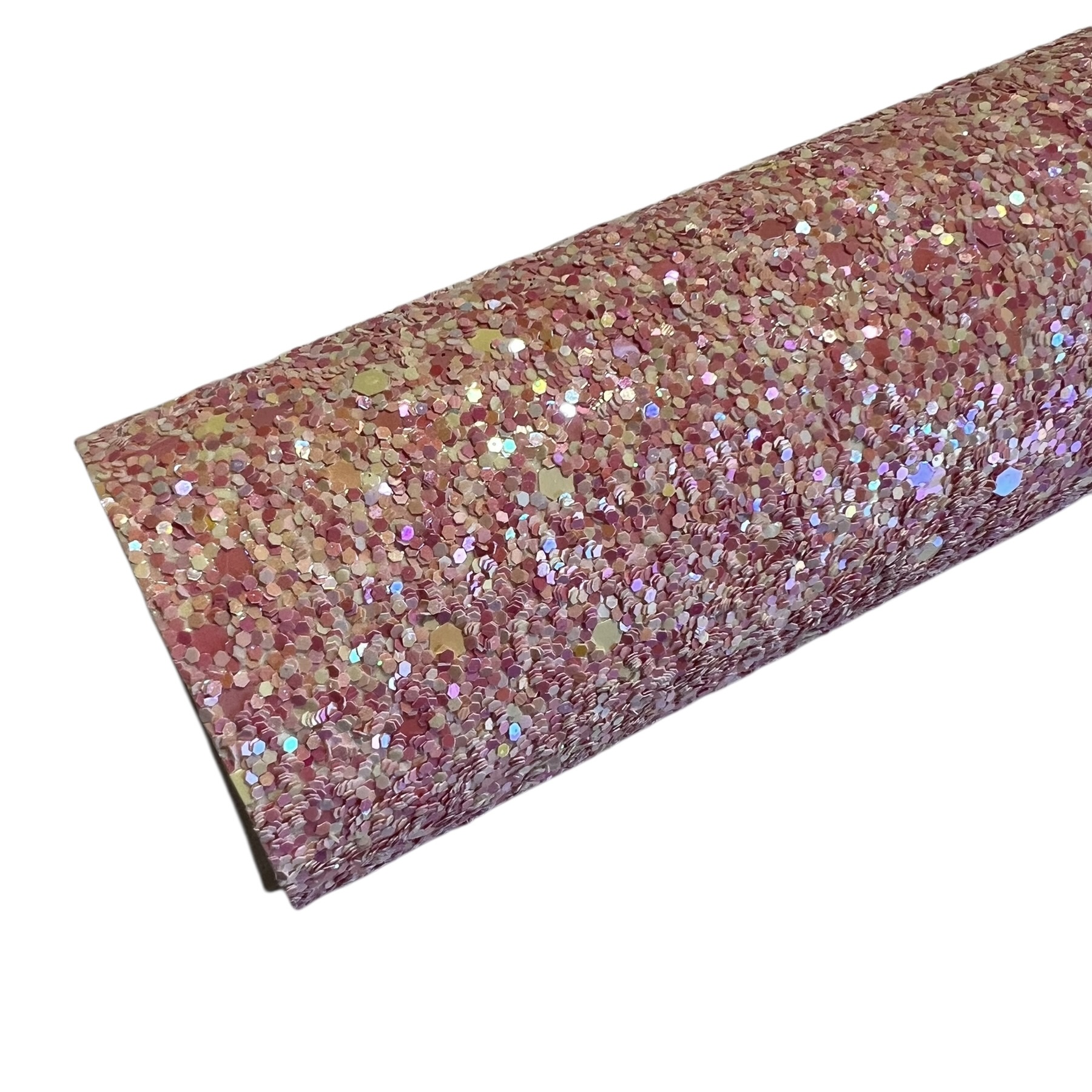PU leer A4 lapje; glitter roze/lichtgeel