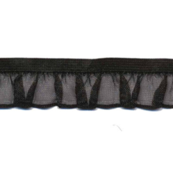 Elastisch roezel kantje zwart 19 mm per 0,5 meter