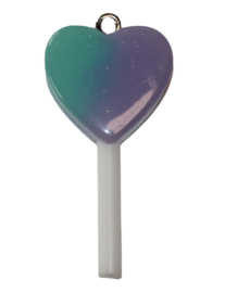 Hartjes lolly lila/aqua 39x18,5 mm