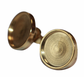 Oorbellen RVS kleur light-gold 15 x 15mm met cabochon setting 12mm per paar.