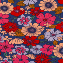 Tricot: Jona blauw gebloemd (Swafing), per 25 cm
