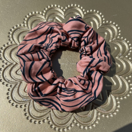 Scrunchie waves zalmroze/blauw