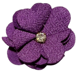 Stoffen bloem 4,5 cm paars met bling bling steentje