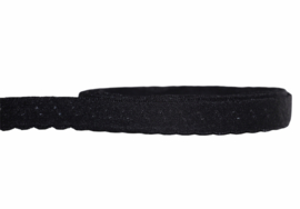 Elastische biaisband met schulprandje (vouwkant) zwart 10mm per 0,5 meter