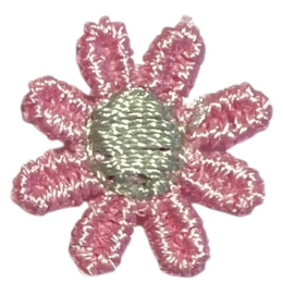 Kanten bloemetje roze/oudgroen 15mm