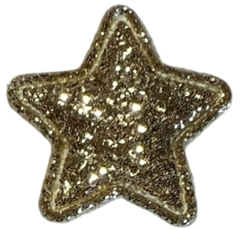 Applicatie glitter ster 25mm, licht goud