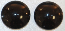 Glas flatback cabochon 12mm zwart per 2 stuks