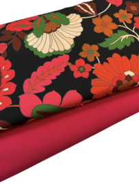 Soepele blouse stof zwart met bloemen (Editex) per 25 cm