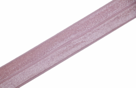 Elastisch biaisband/vouwtres babyroze shiny/mat 20 mm per 0,5 meter