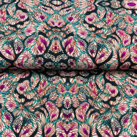 Viscose (geweven): flowers all over (Stenzo), per 25cm