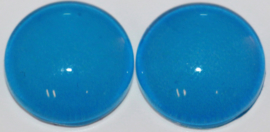 Glas flatback cabochon 12mm middenblauw per 2 stuks