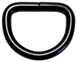 Metalen D-ring 20 mm zwart, per stuk
