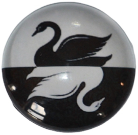 Glascabochon 20mm zwaan zwart-wit