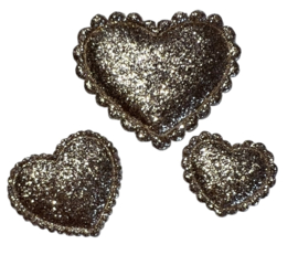 Applicatie hart glitter lichtgoud 32x37mm, per stuk