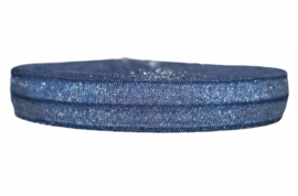 Elastisch band glitter blauw 16mm per 0,5 meter