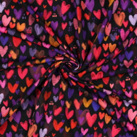 Tricot digital: hearts black , per 25 cm