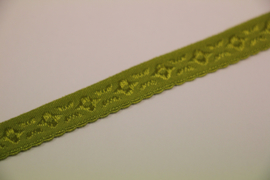 Elastische biaisband jacquard met schulprandje (vouwkant) mosgroen 10mm per 0,5 meter
