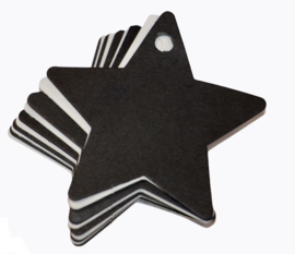 Label ster zwart/wit 60x 60 mm: per 10 stuks