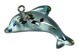 Dolfijn hangertje glitters blauw, per stuk