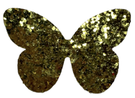 Applicatie vlinder glitter GOUD 50x35 mm, per stuk