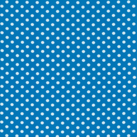 Tricot blauw met witte stippen 1 cm, 100x160 cm coupon
