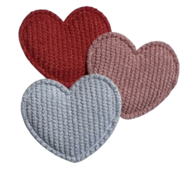 Applicatie hart rib oudroze 35x30 mm