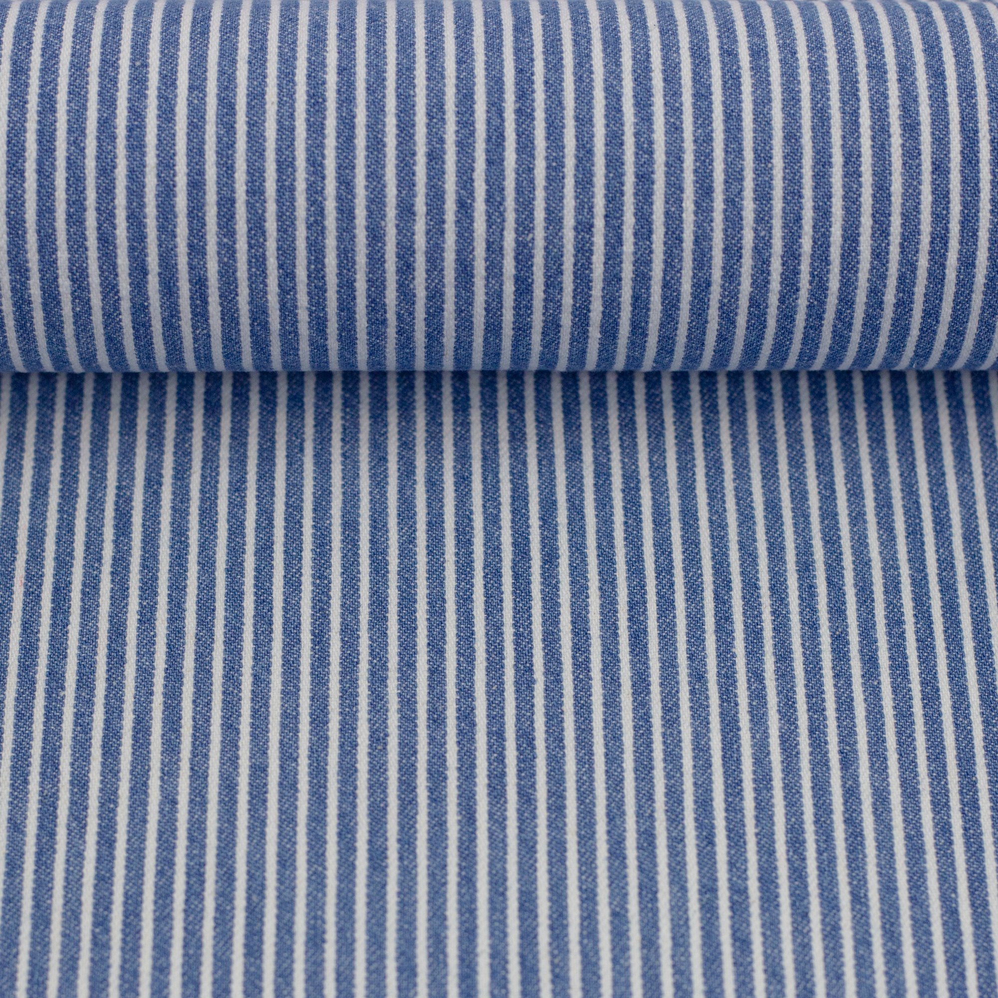 Jeans: EMDEN streep jeansblauw/natuurwit (Swafing), per 25 cm