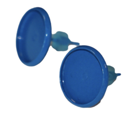 Knopjes oorbellen blauw 14 x 14mm setting 12mm