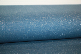 Jeansblauw met jeansblauwe glitter boordstof. Rondgebreid 45 cm. Per 25 cm