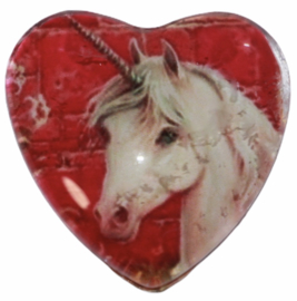 Hart glascabochon unicorn roze 25 mm per stuk