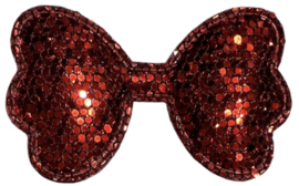 Applicatie strik glitter 30 x50mm, rood