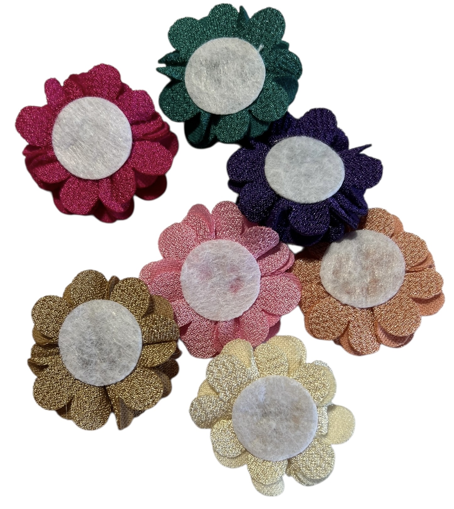Stoffen bloem 35 mm lichtbeige met bling-bling