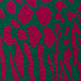 Jacquard jersey: Mira, groen/fuchsia (Swafing), per 25 cm