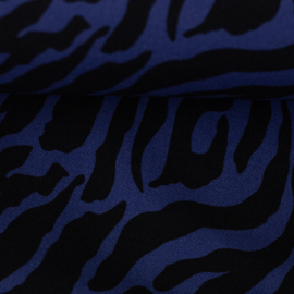 Viscose (geweven): Klara zwart/royal blue zebra print (Swafing) , per 25 cm