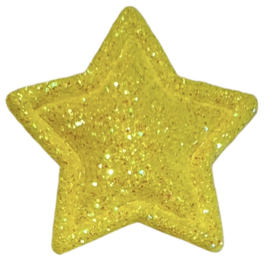 Applicatie sterretje glitter geel 26 mm