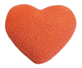 Hartje stof met spiegeltje op achterzijde 16x16 mm, oranje