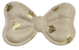 Strik applicatie lichtbeige met gouden hartjes 40x25 mm