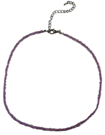 Ketting kleine transparante kraaltjes 45 cm, lila