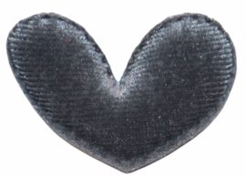 Applicatie hart fluweel 42x34 mm grijs