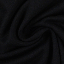 Brushed joggingstof: effen zwart (Swafing kleur 299), per 25 cm