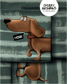 French Terry paneel: Emerald Dachshund Berny by Thorsten Berger, 80x150 cm