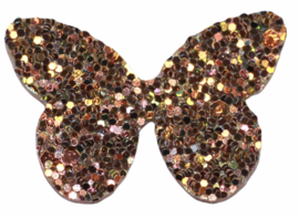 Applicatie vlinder glitter GOUD 40x27 mm, per stuk