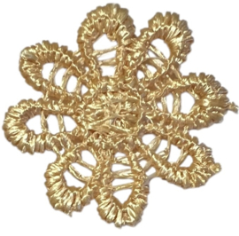 Bloemetje geborduurd beige  26mm, per 4 stuks