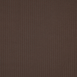 Rib jersey brede ribbel bruin, per 25 cm