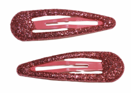 Klik klak haarspeldje glitter rood-roze 5cm, per stuk