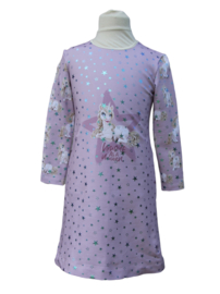 Unicorn jurk lichtroze met sterretjes maat 92-128