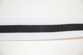 Wit zwart gestreept band 25mm breed, per 0,5 meter