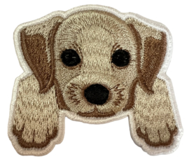 Applicatie puppy beige/bruin 60x55 mm