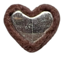 Pluche hartje met spiegeltje op achterzijde 15x18 mm, donker oudroze