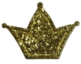 Kroontje glitter goud 20x15 mm